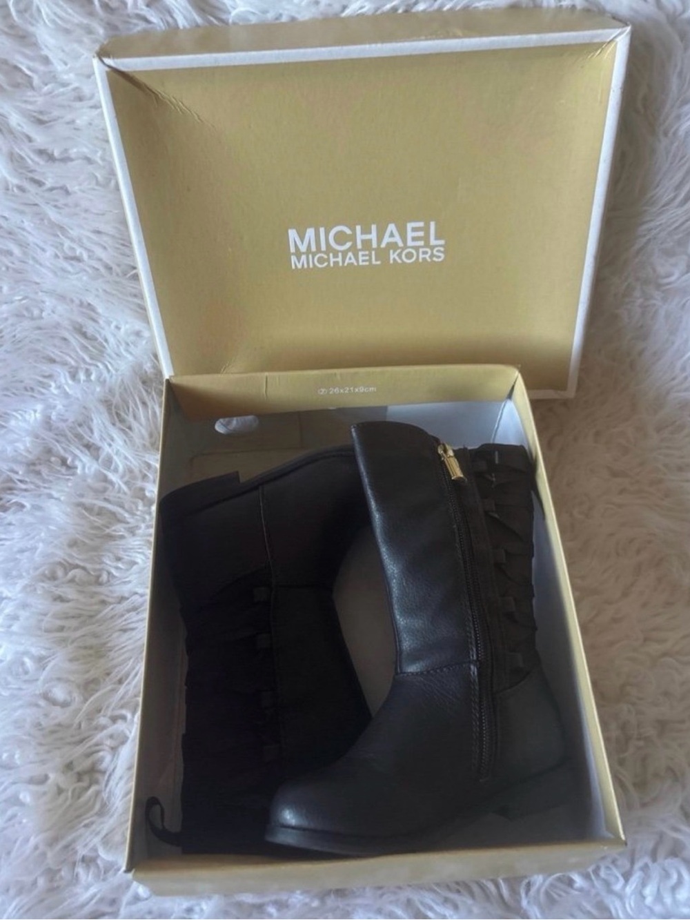 Michael Kors Black Lace-Up Mid-Calf Leather Boots